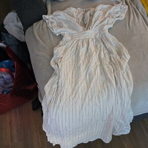 Olivaceous Cream Striped Dress